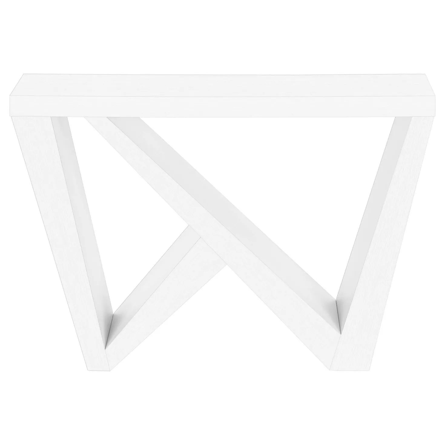 Table console - panneau épais, base asymétrique - 48"L - blanc - Monarch