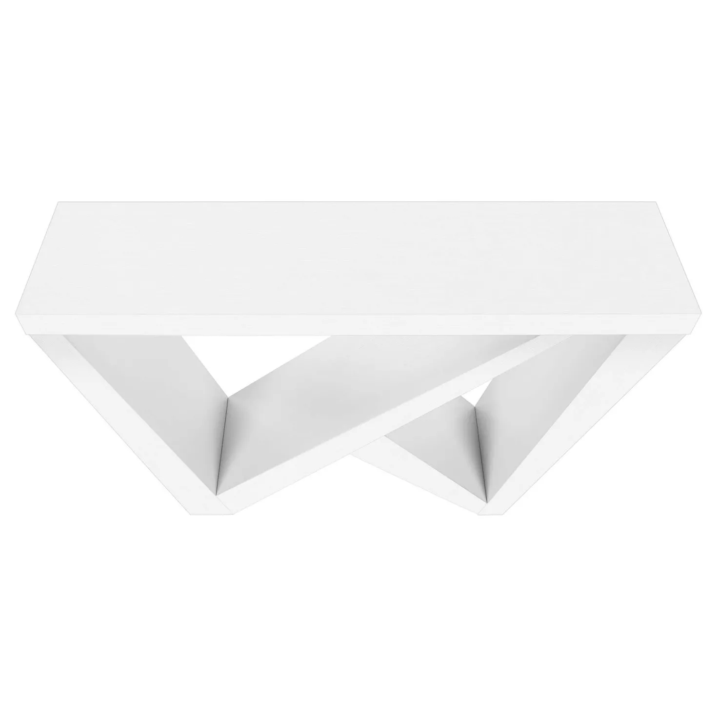 Table console - panneau épais, base asymétrique - 48"L - blanc - Monarch