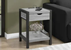 Table d'appoint avec rangement, prise électrique et ports usb - Monarch