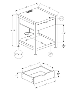 Table d'appoint avec rangement, prise électrique et ports usb - Monarch