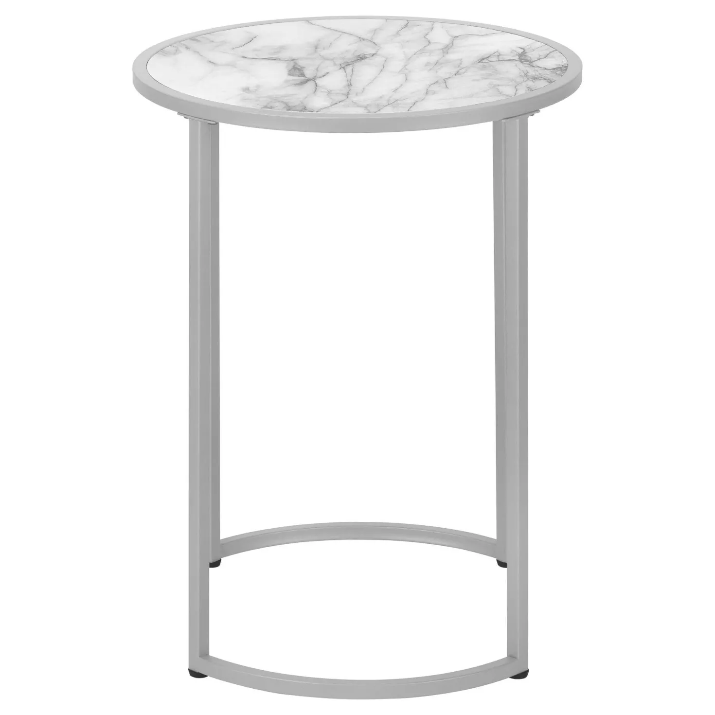 Table d'appoint - base courbe en forme de u, ronde - 24"H - faux marbre blan - Monarch