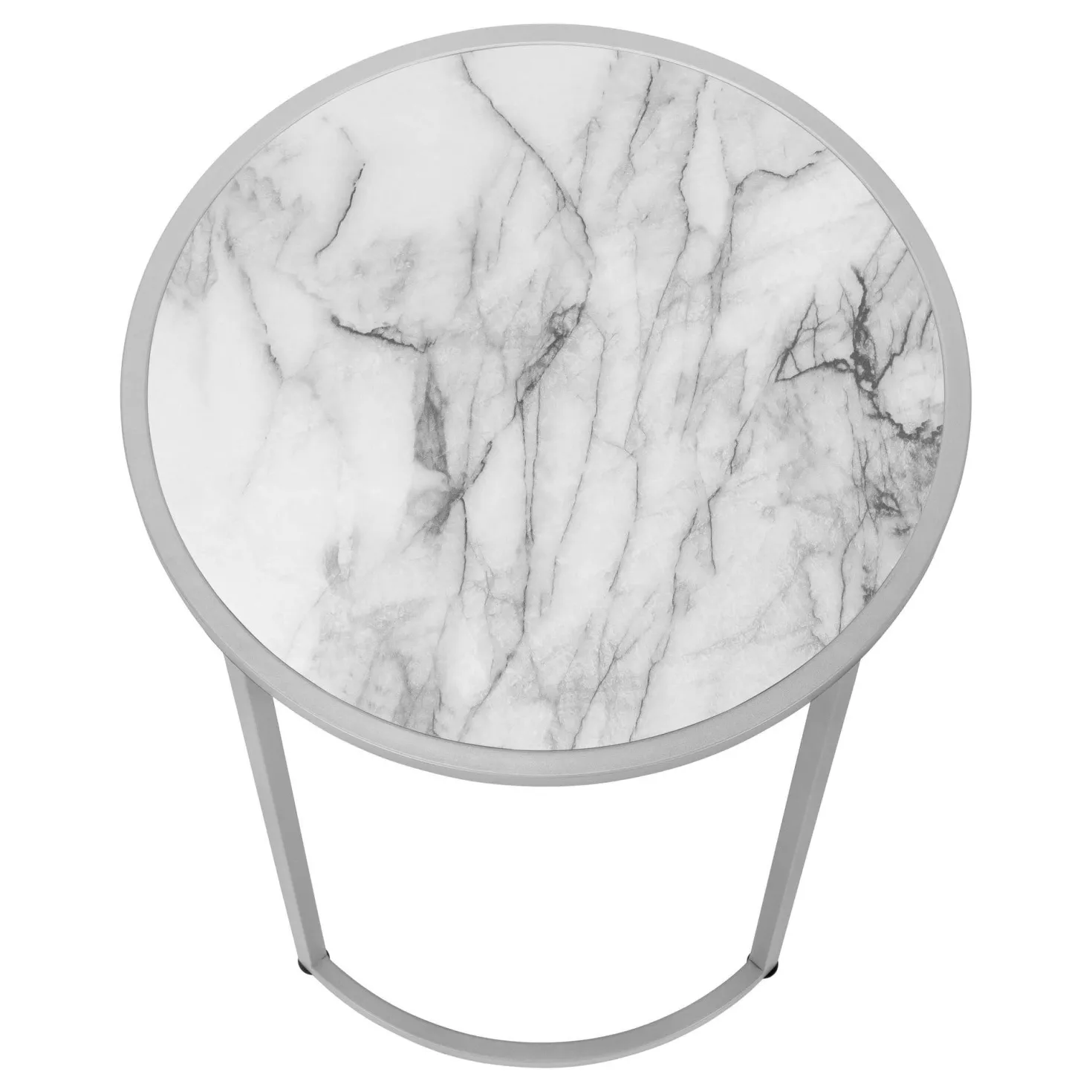 Table d'appoint - base courbe en forme de u, ronde - 24"H - faux marbre blan - Monarch
