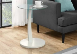 Table d'appoint - blanc avec verre trempé - Monarch