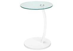 Table d'appoint - blanc avec verre trempé - Monarch