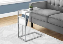 Table d'appoint - blanc, chrome avec support magazine - Monarch