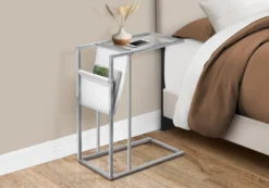 Table d'appoint - blanc, chrome avec support magazine - Monarch