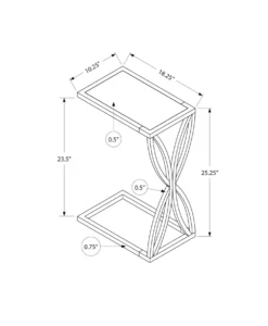 Table d'appoint en c - base avec motif de pétales, rectangulaire - 25