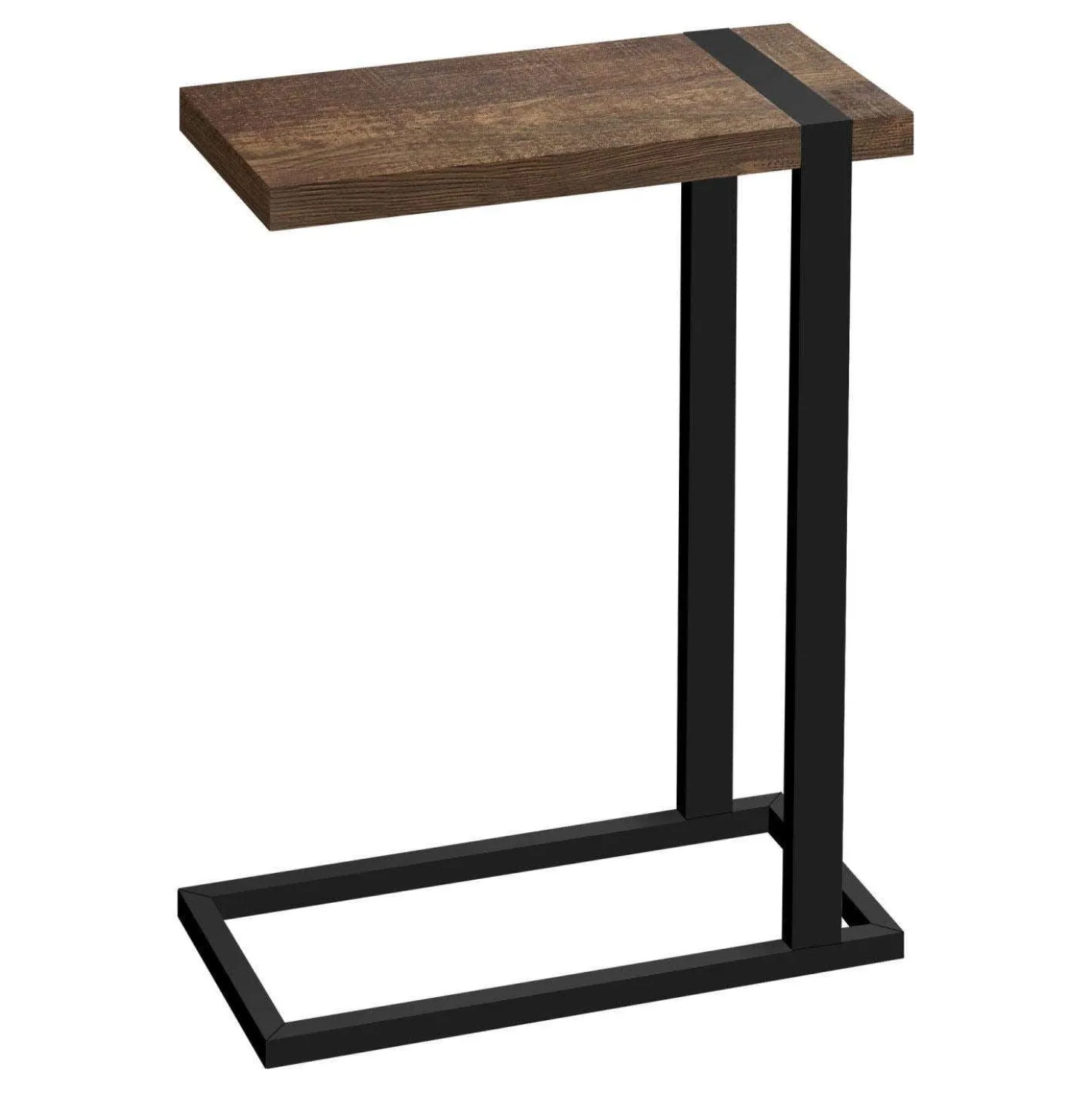 Table d'appoint en c - dessus épais, rectangulaire - 25"H - faux bois récupé - Monarch
