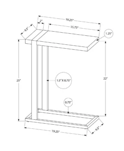 Table d'appoint en c - dessus épais, rectangulaire - 25