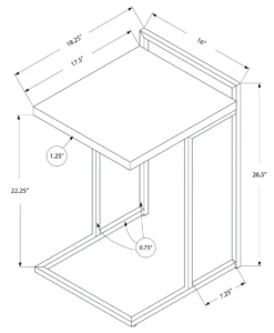 Table d'appoint en forme de c - dessus de panneau épais, large, rectangulai - Monarch