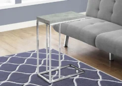 Table d'appoint - gris cimente et métal chrome - Monarch