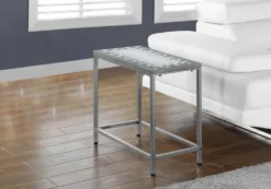 Table d'appoint - gris, dessus tuile bleu, argent - Monarch