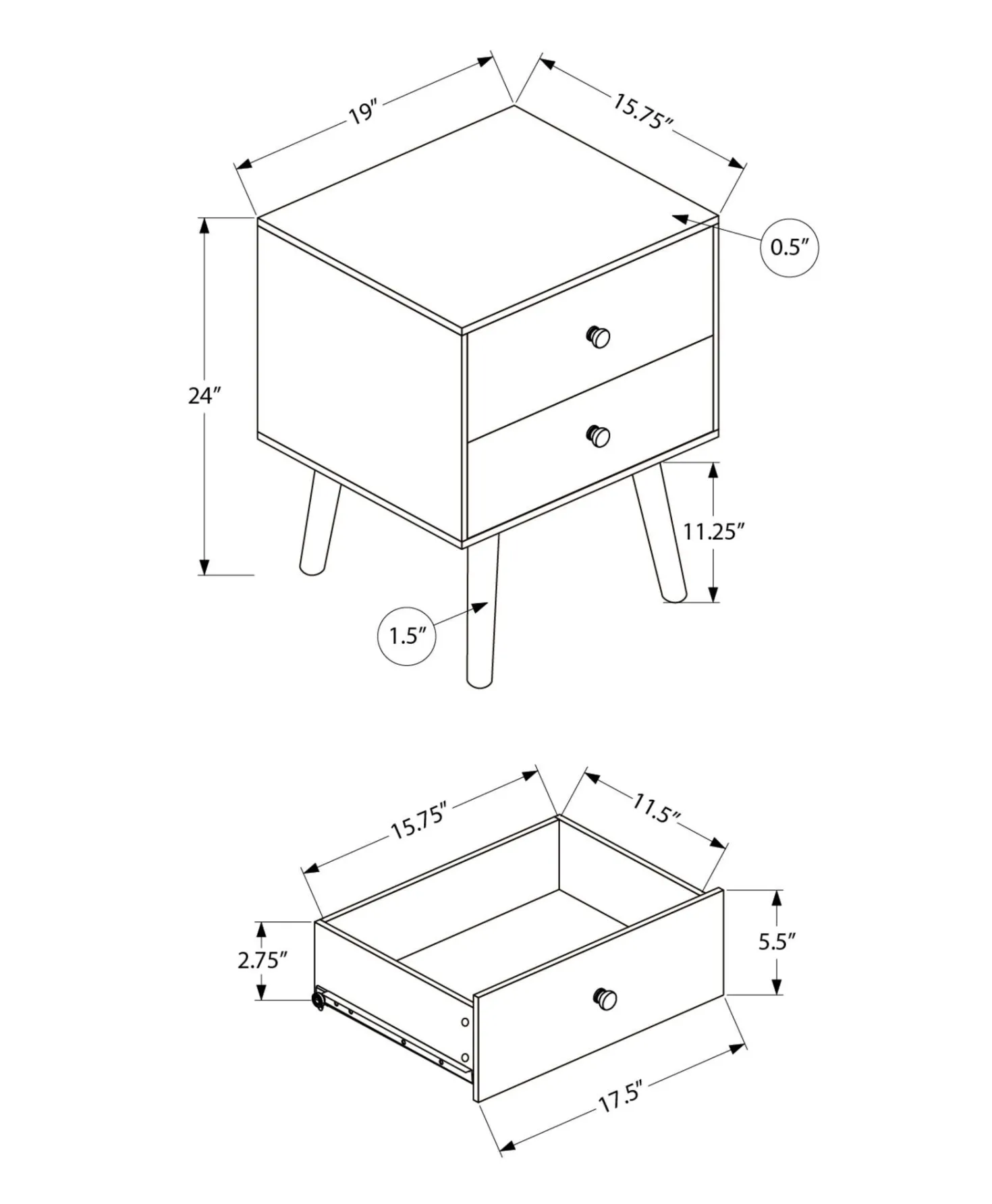 Table d'appoint 24"H avec rangement - Monarch