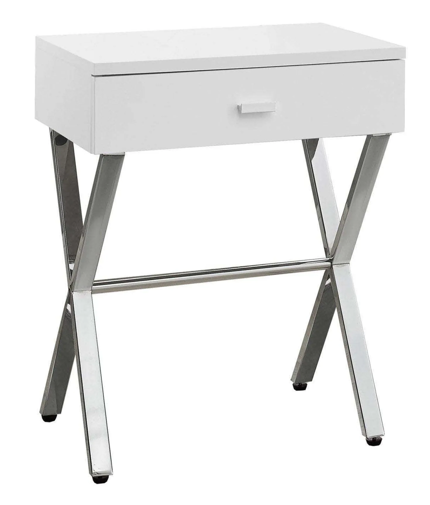 Table d'appoint - 24"H, blanc lustré, métal chrome - Monarch