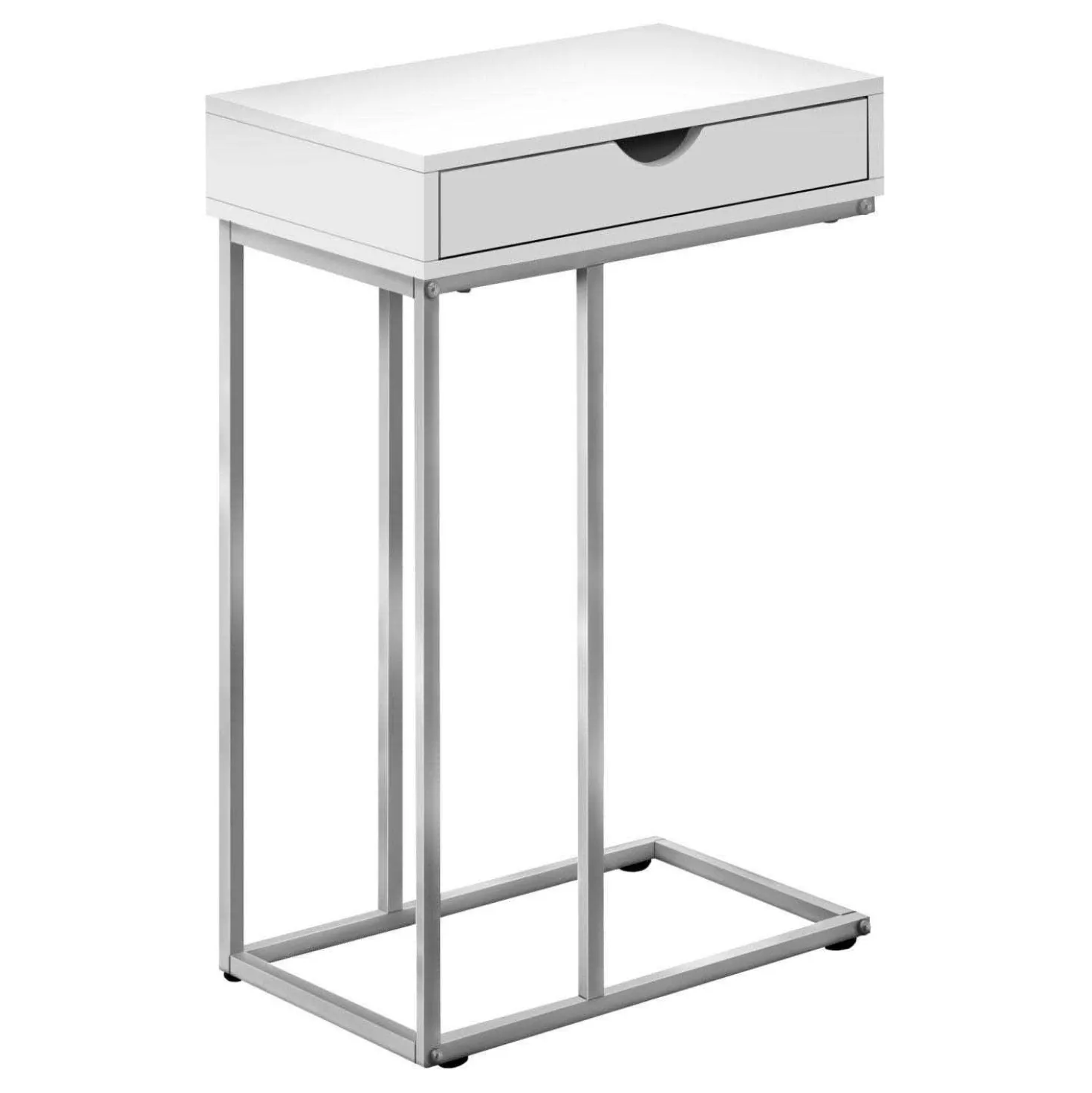 Table d'appoint - 25"H, blanc, métal argent - Monarch