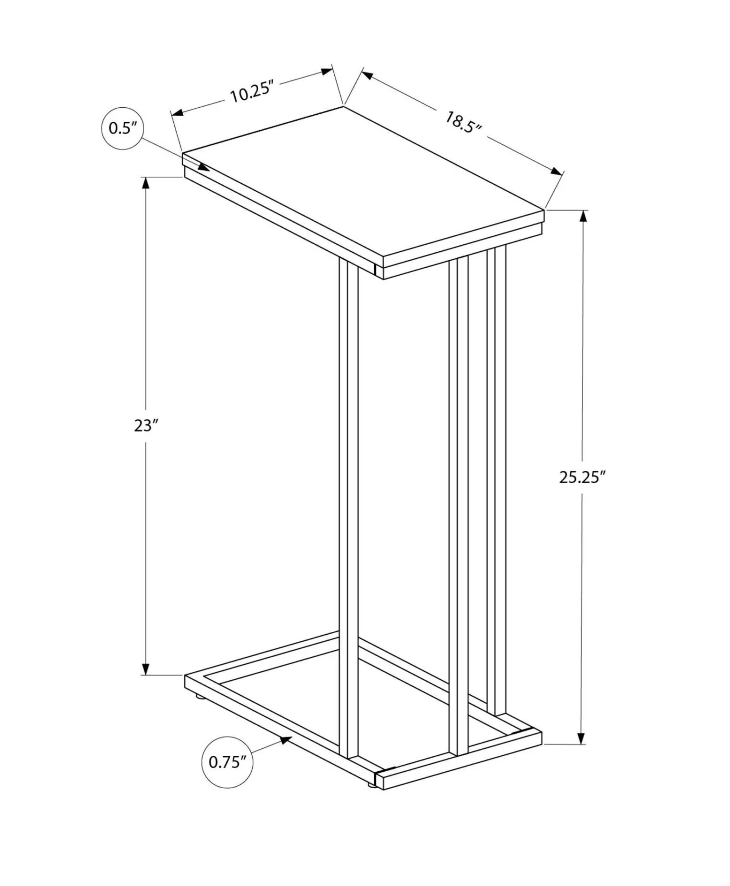 Table d'appoint - 25"H, blanc, métal blanc - Monarch