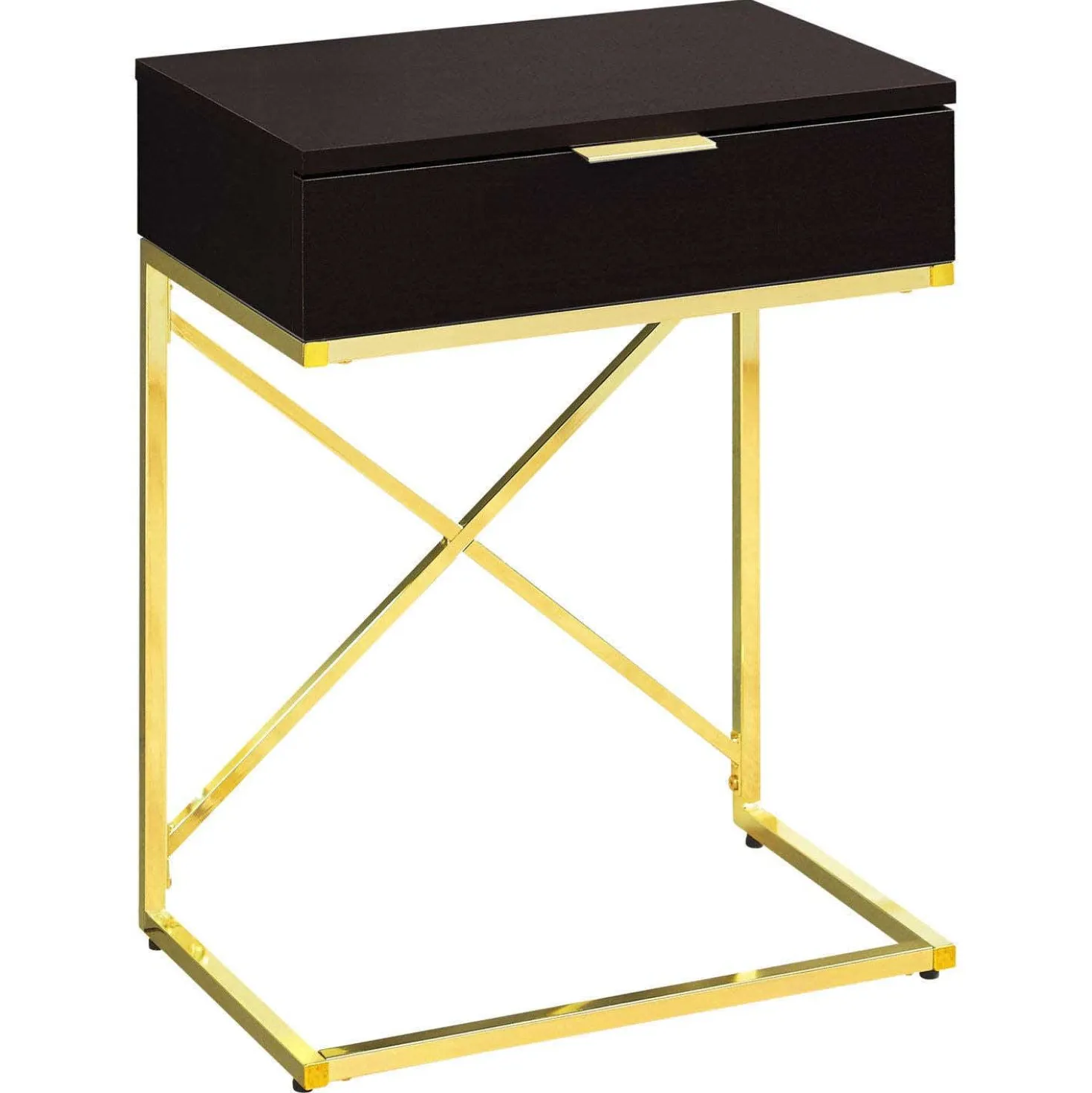 Table d'appoint - 24"H, espresso, métal d'or - Monarch