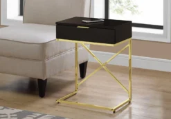 Table d'appoint - 24"H, espresso, métal d'or - Monarch