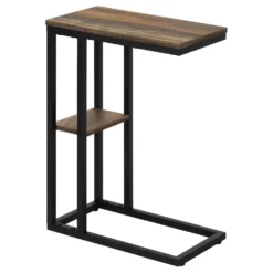 Table d'appoint - 25"H, faux bois brun, métal noir - Monarch