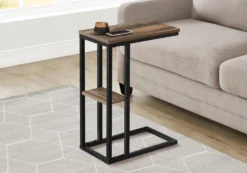 Table d'appoint - 25"H, faux bois brun, métal noir - Monarch
