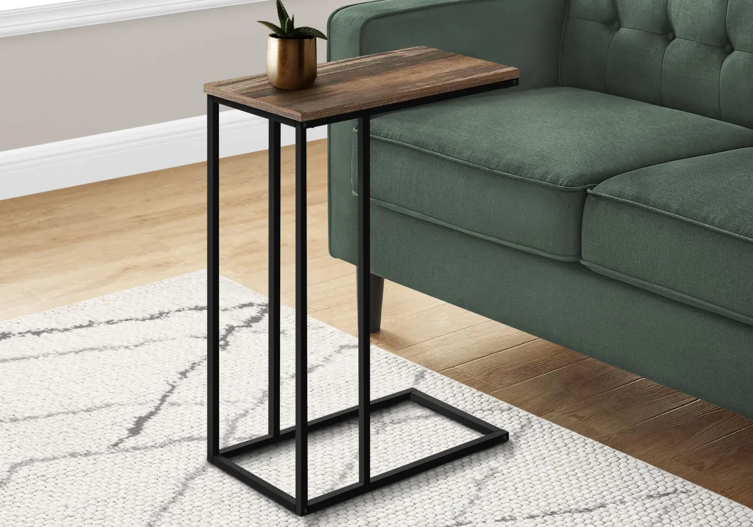 Table d'appoint - 25"H, faux bois brun, métal noir - Monarch