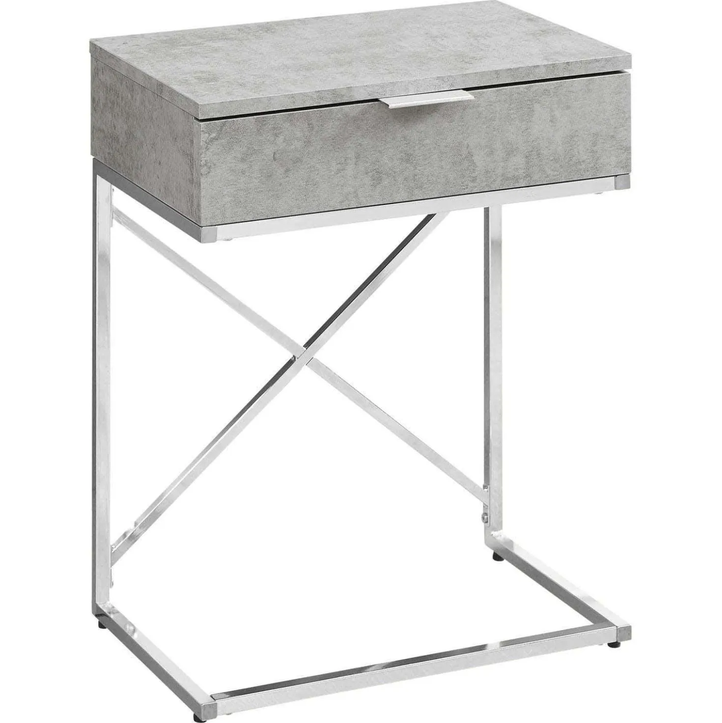 Table d'appoint - 24"H, gris cimente, métal chrome - Monarch