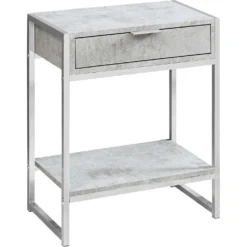 Table d'appoint - 24"H, gris cimente, métal chrome - Monarch