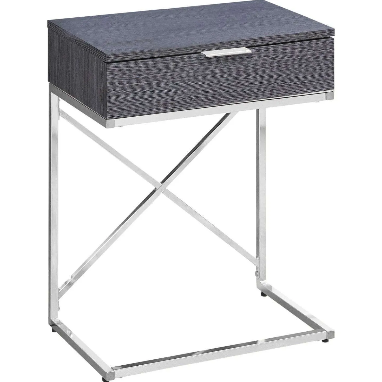 Table d'appoint - 24"H, gris, métal chrome - Monarch