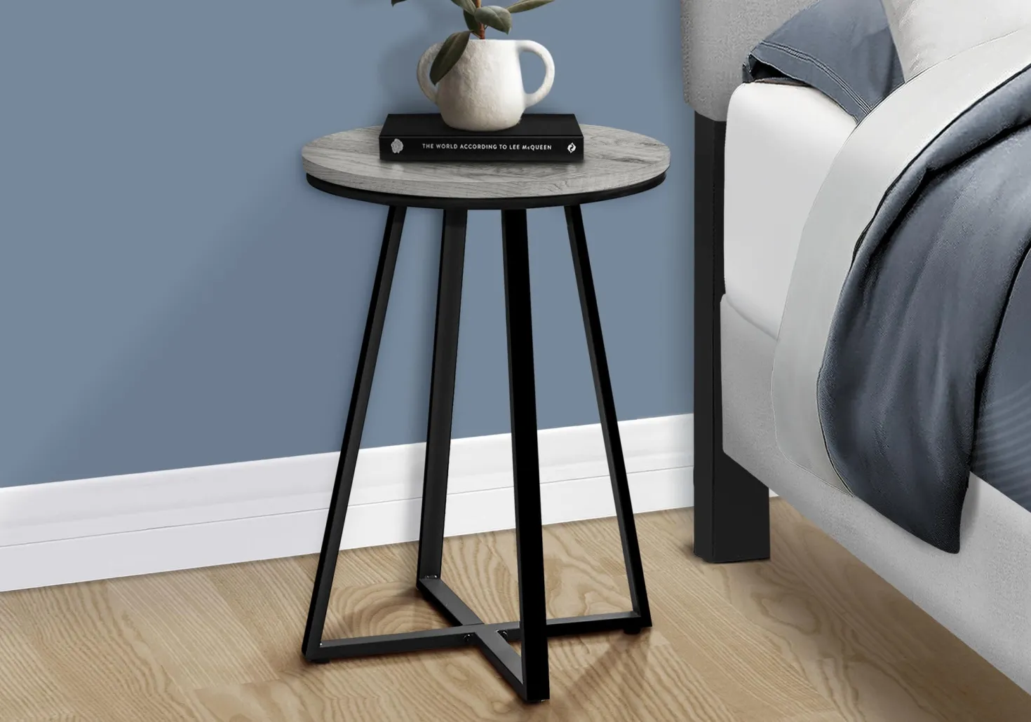 Table d'appoint - 22"H, gris, métal noir - Monarch