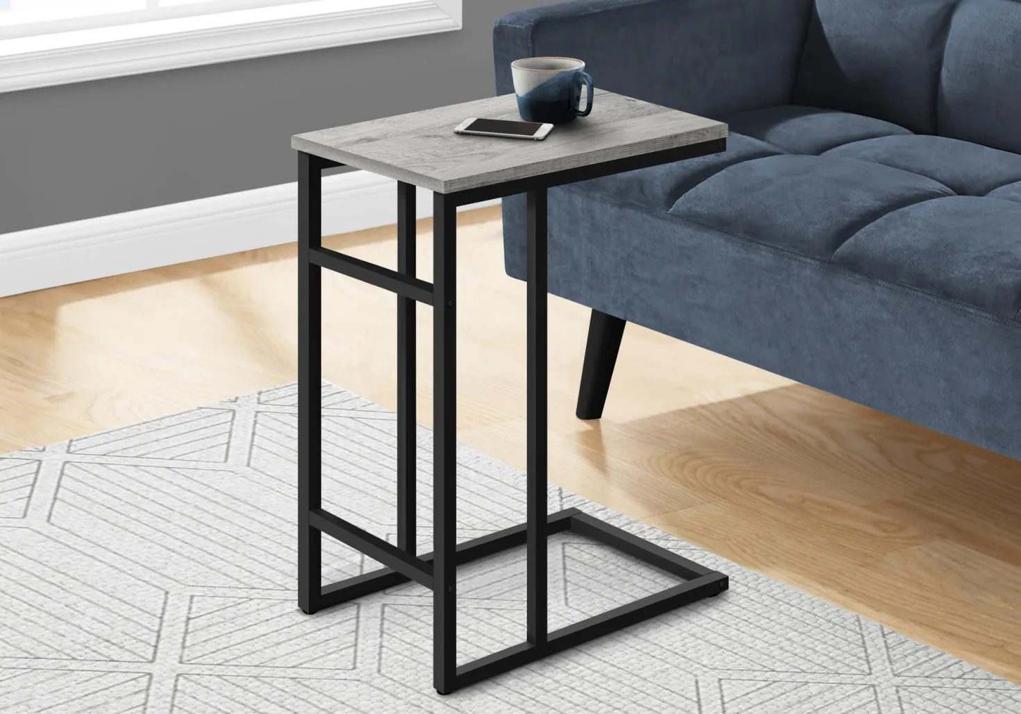 Table d'appoint - 24"H, gris, métal noir - Monarch