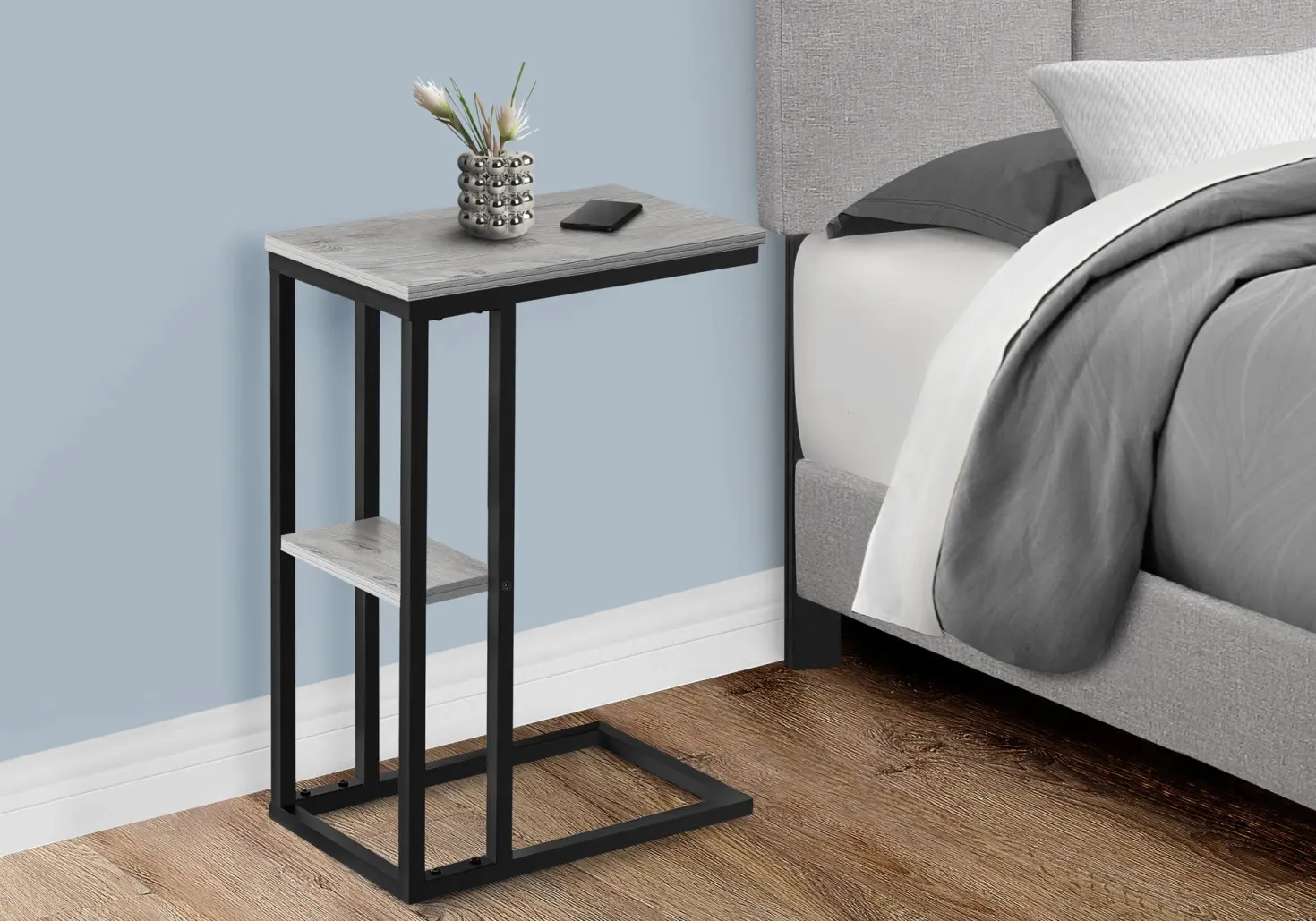 Table d'appoint - 25"H, gris, métal noir - Monarch