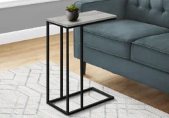 Table d'appoint - 25"H, gris, métal noir - Monarch