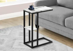 Table d'appoint - 25"H, marbre blanc, métal noir - Monarch