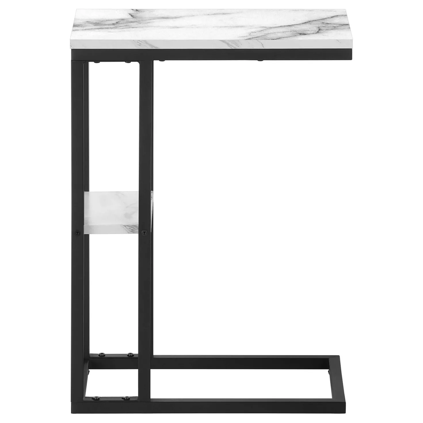Table d'appoint - 25"H, marbre blanc, métal noir - Monarch