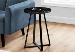 Table d'appoint - 22"H, marbre noir, métal noir - Monarch
