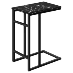 Table d'appoint - 24"H, marbre noir, métal noir - Monarch