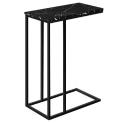 Table d'appoint - 25"H, marbre noir, métal noir - Monarch