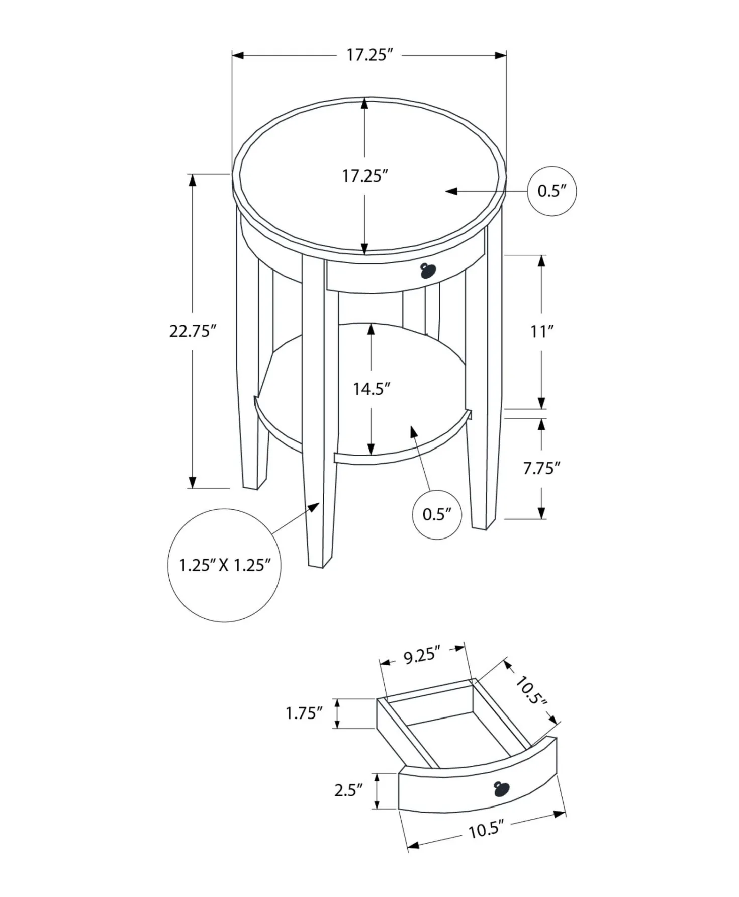 Table d'appoint 23"H - Monarch