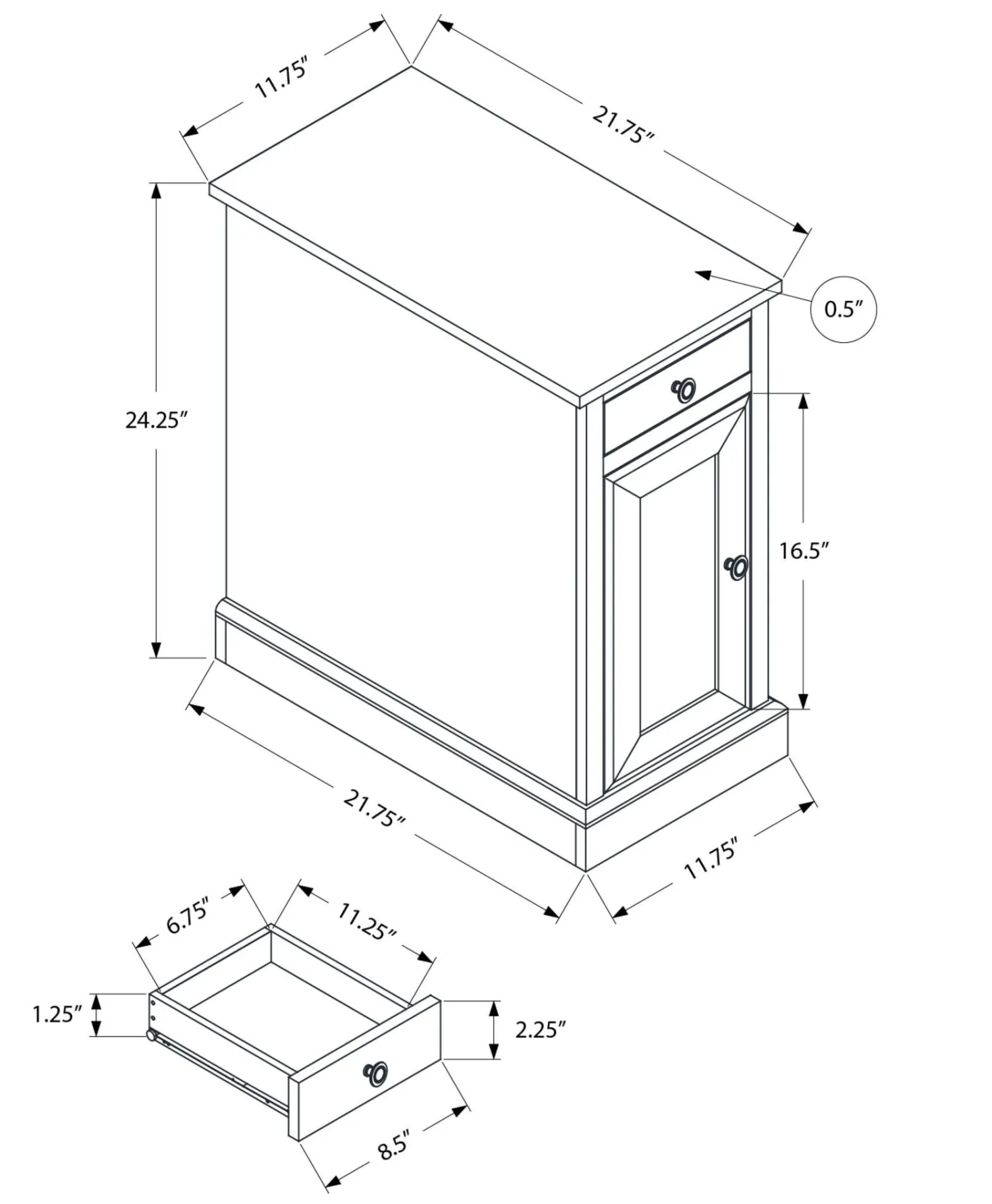 Table d'appoint 24"H - Monarch