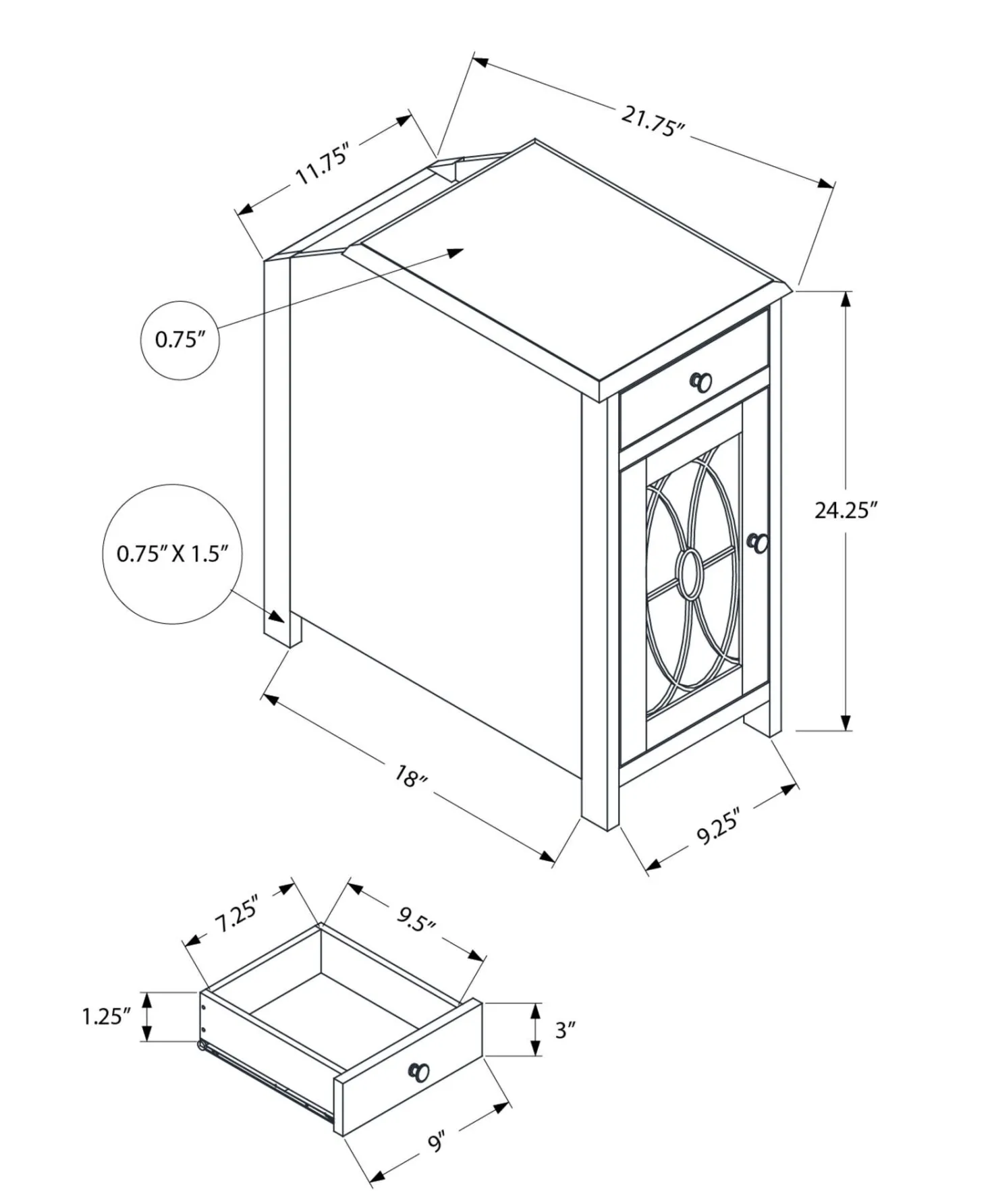 Table d'appoint 24"H - Monarch