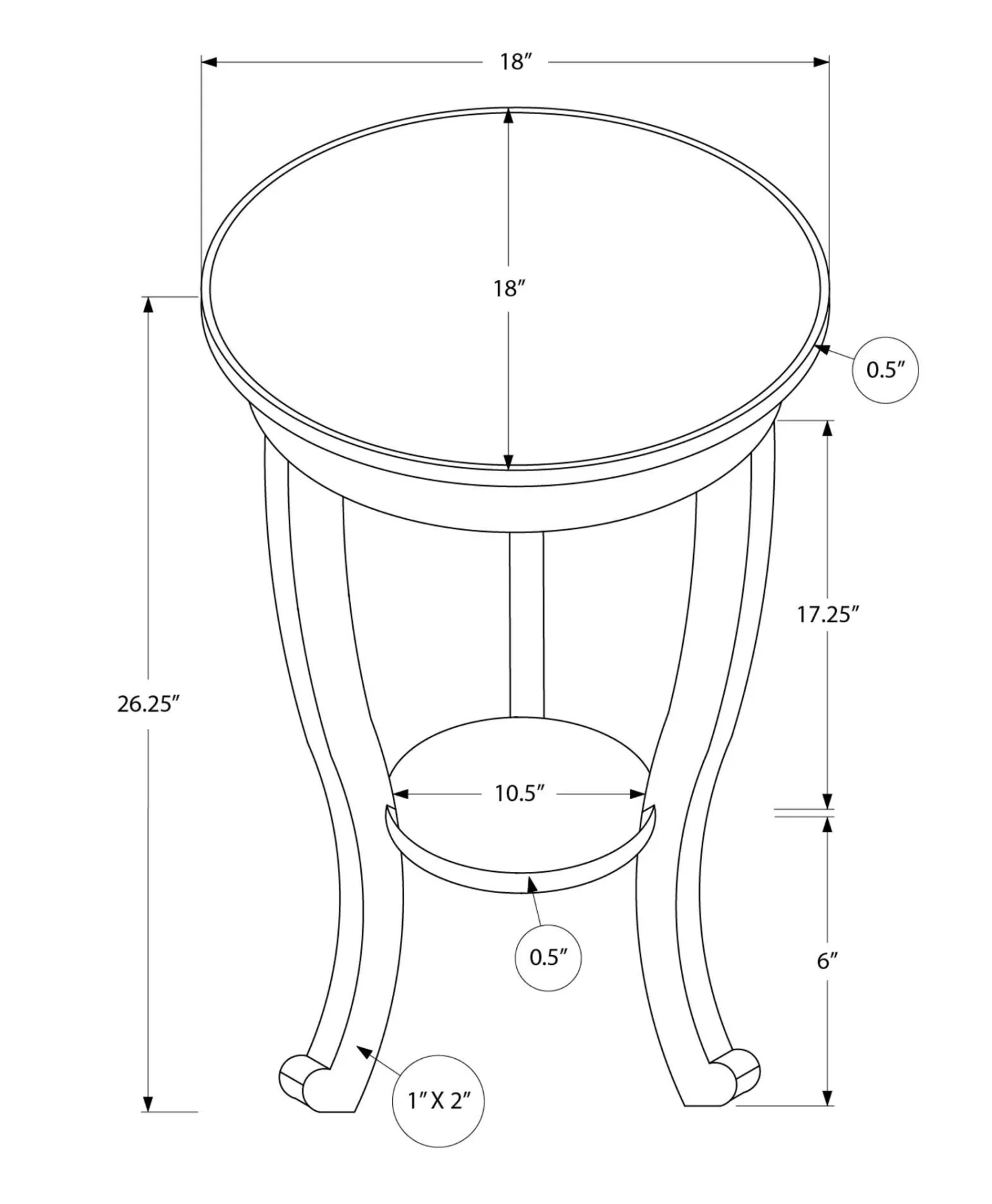 Table d'appoint 24"H - Monarch