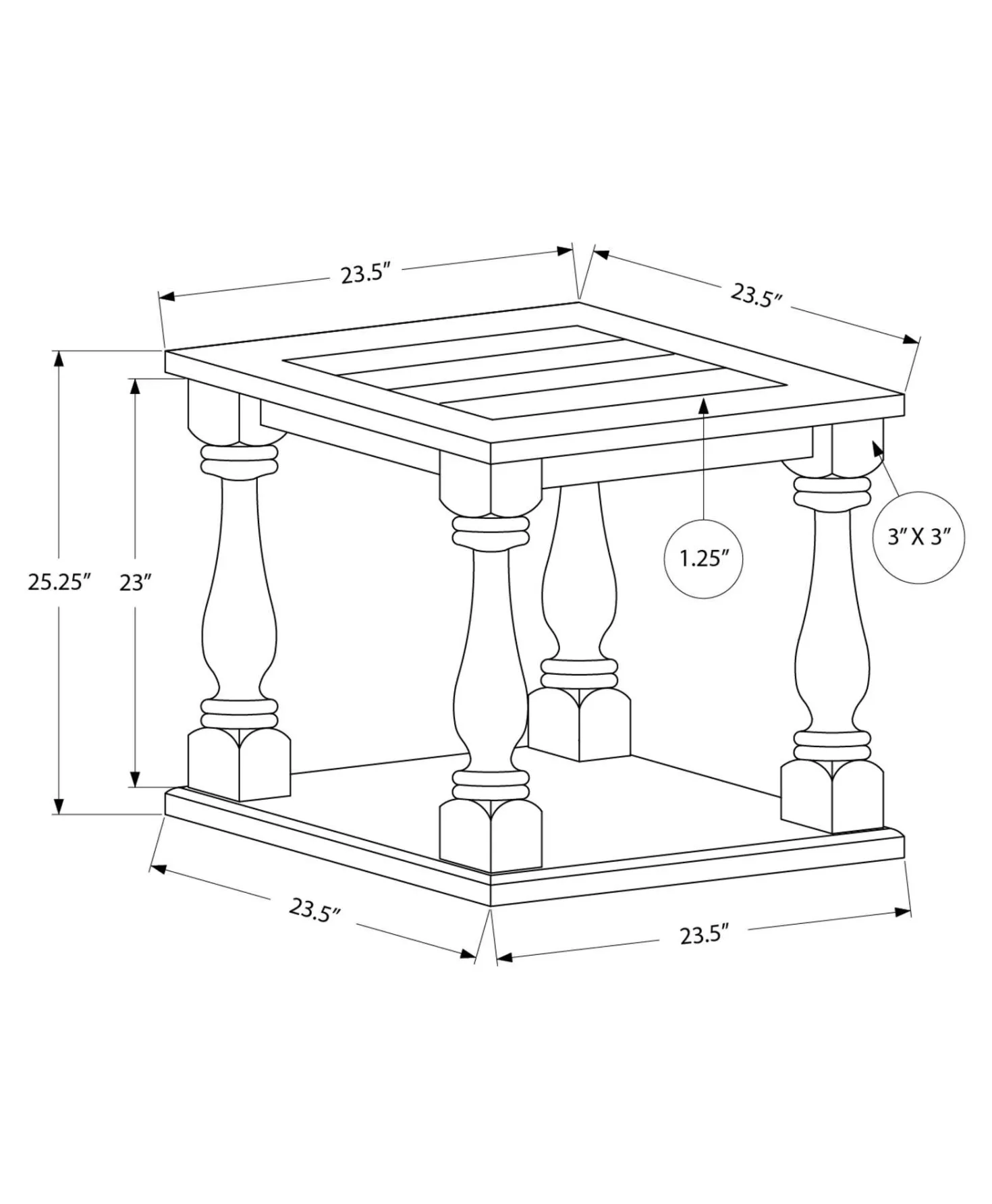 Table d'appoint 25"H - Monarch