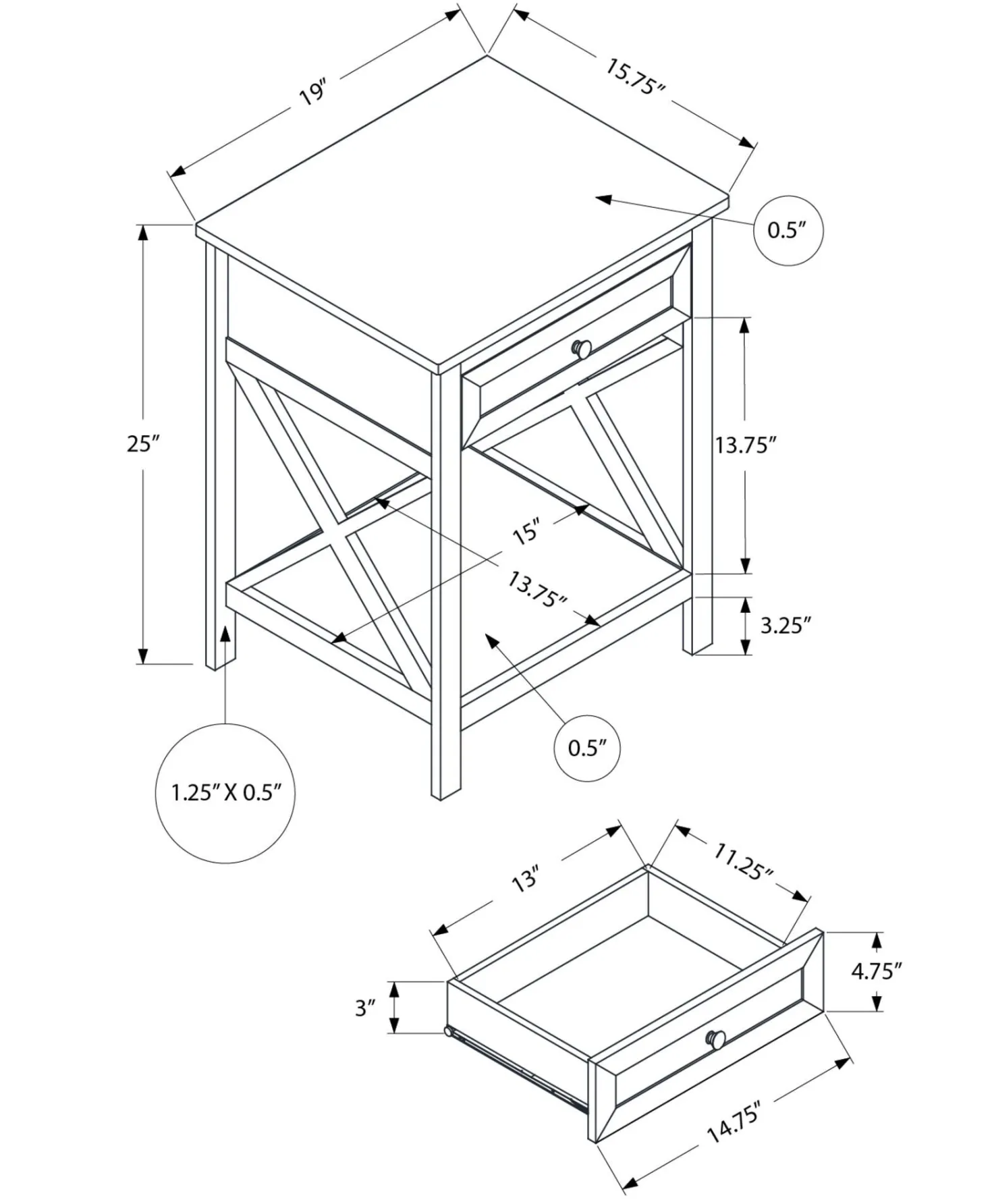 Table d'appoint 25"H - Monarch