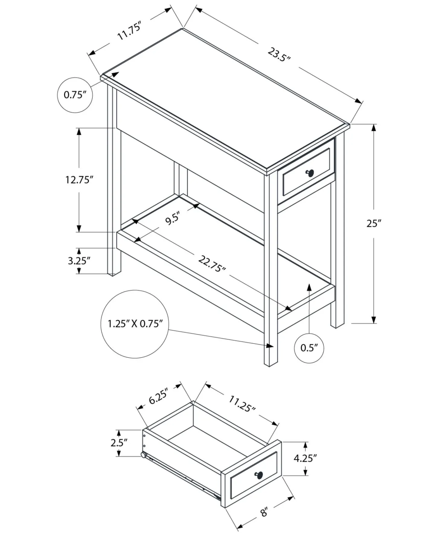 Table d'appoint 25"H - Monarch