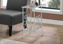 Table d'appoint - 30"H, métal argent avec verre trempé - Monarch