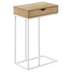 Table d'appoint - 25"H, naturel, métal blanc - Monarch