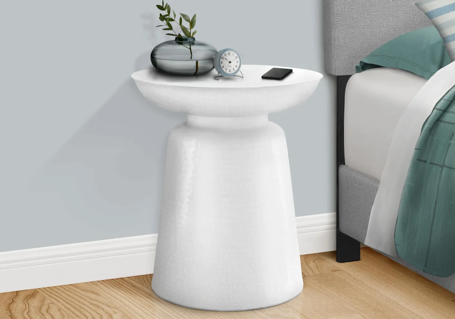 Table d'appoint - 22"H, table de bout drum métal blanc - Monarch