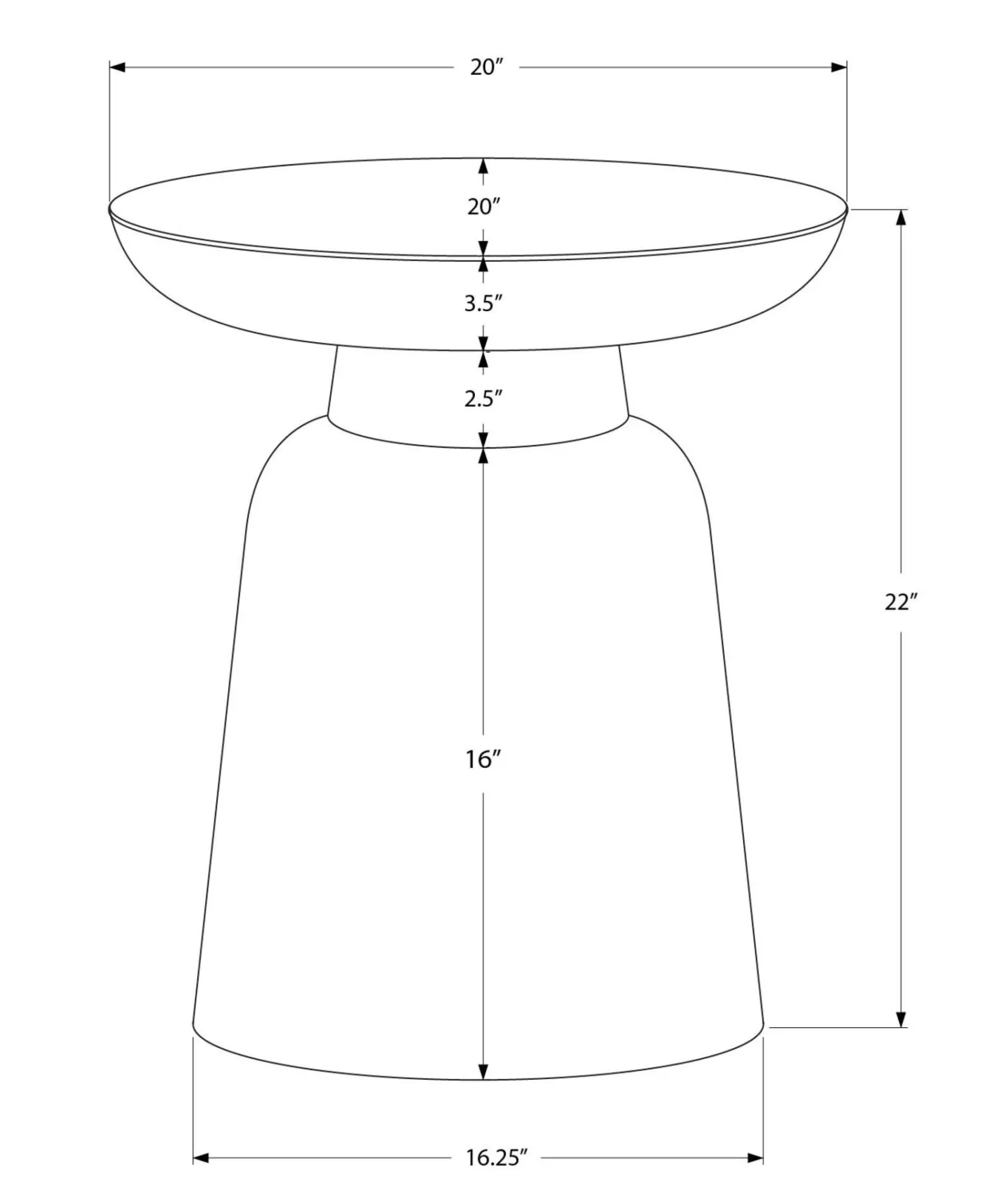 Table d'appoint - 22"H, table de bout drum métal blanc - Monarch