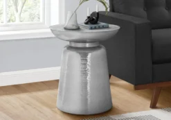 Table d'appoint - 22"H, table de bout drum métal chrome - Monarch