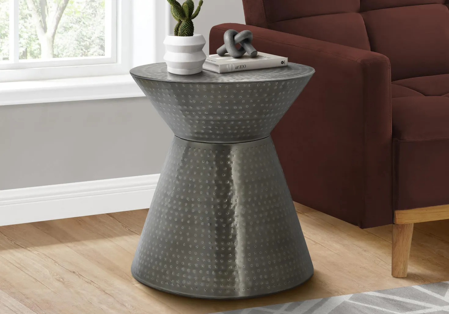 Table d'appoint - 22"H, table de bout drum métal gris - Monarch